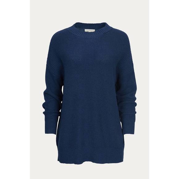 NEW BESTTO ribbed-knit cotton sweater in navy - Picture 1 of 1